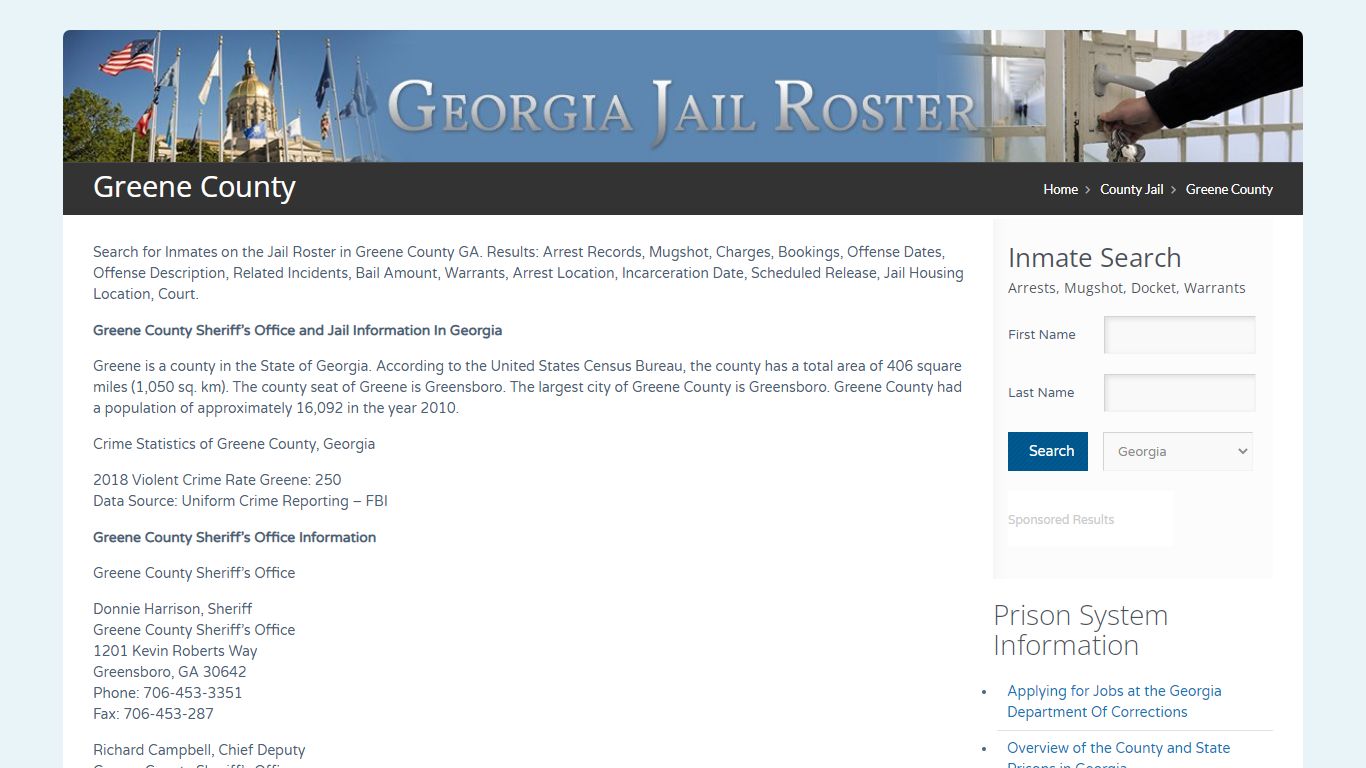 Greene County | Georgia Jail Inmate Search